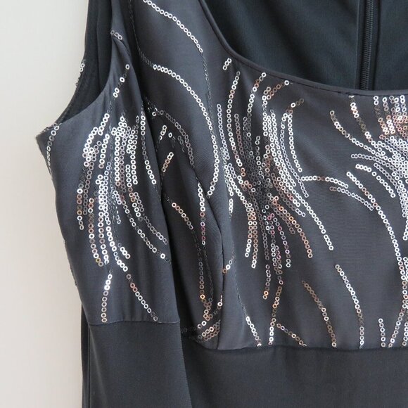 ALEX EVENINGS Gray Silver Sequin Ruched Maxi Evening Dress Gown - Size US 16W - Picture 5 of 15